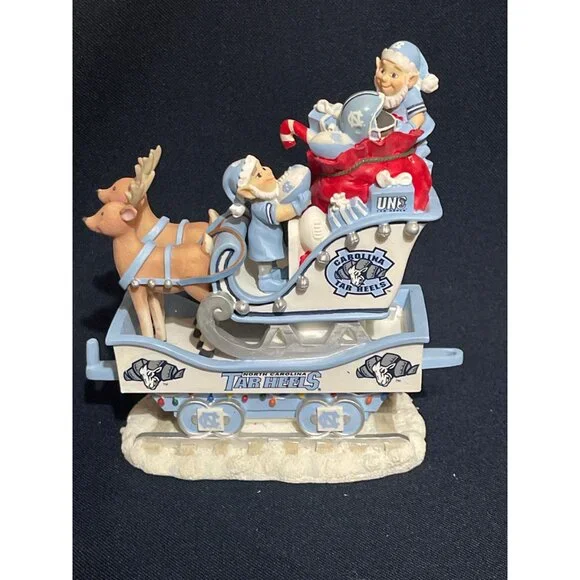 Retired Danbury Mint NCAA UNC Carolina Tar Heels HOLIDAY HALFTIME RAIL Train COA